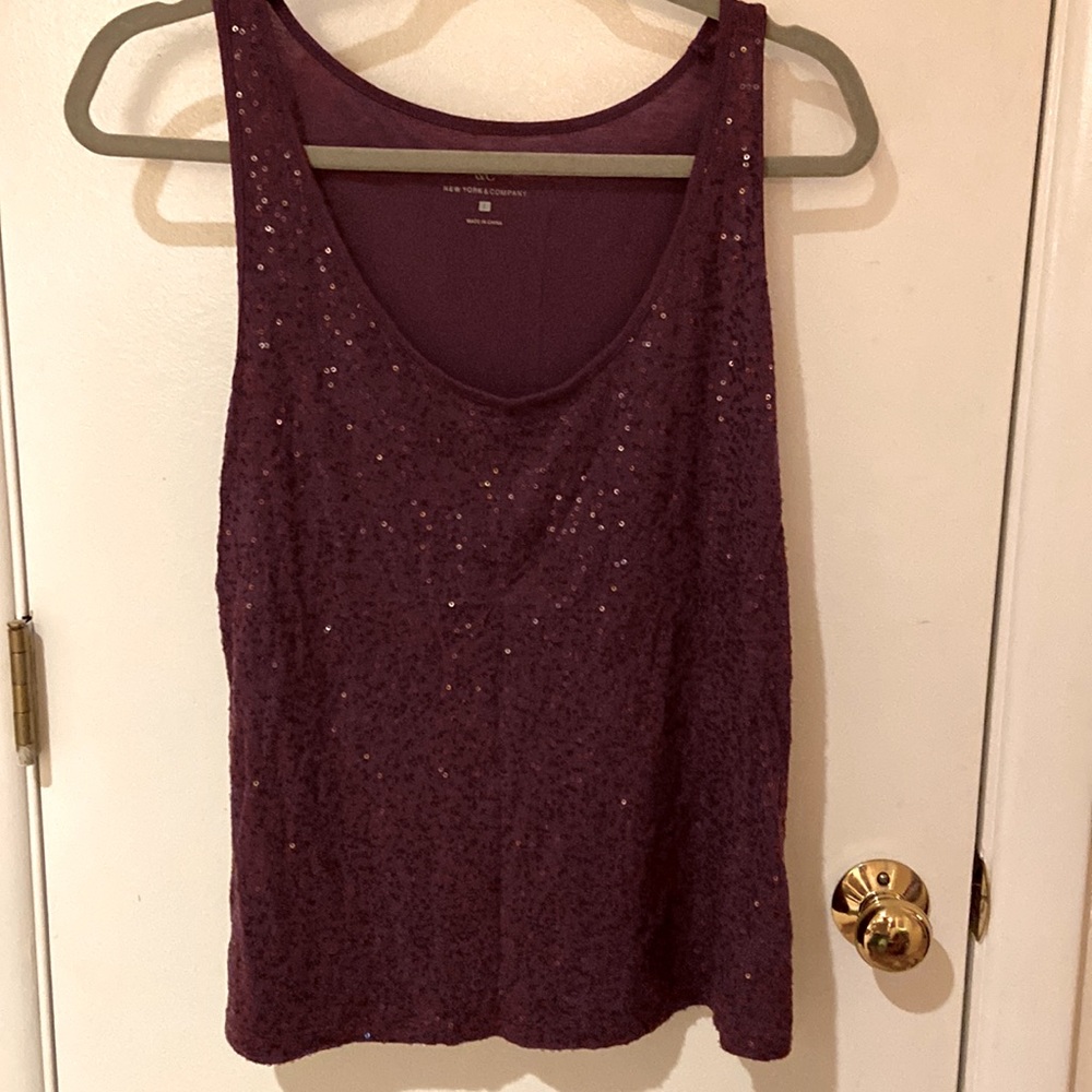 NY& Co Sparkly dark aubergine tank top size L